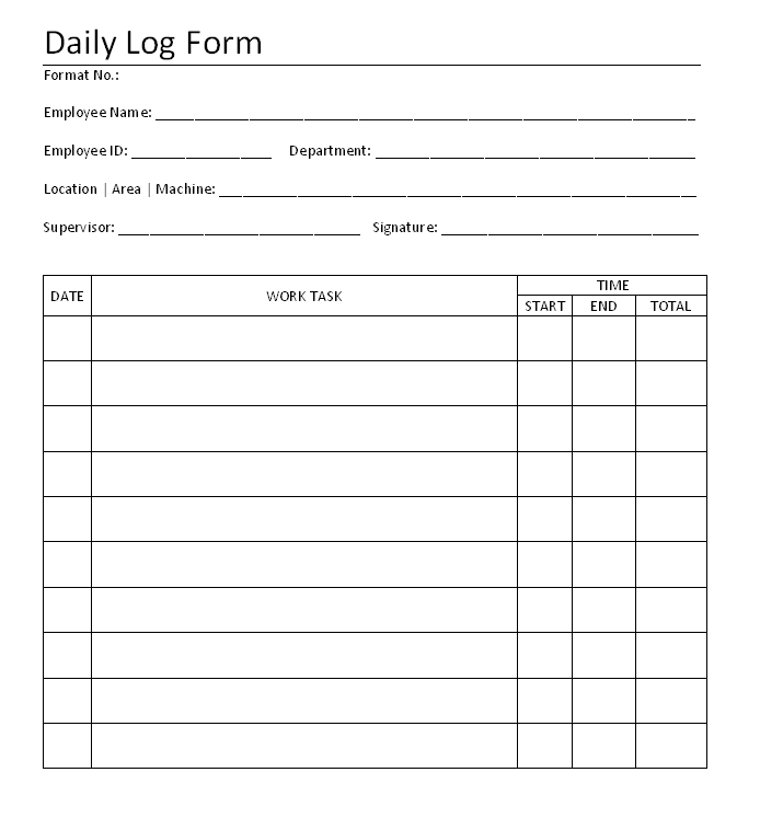 security daily log form